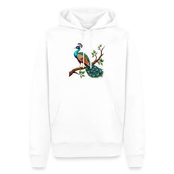 Einfacher Pfau auf Ast - Männer Premium Bio Hoodie - Weiß - Vorne - Nico (187cm)