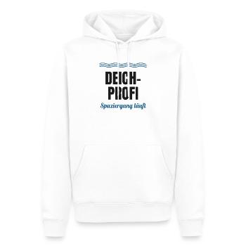 Deich-Profi – Spaziergang läuft (Nordsee) - Männer Premium Bio Hoodie - Weiß - Vorne - Nico (187cm)