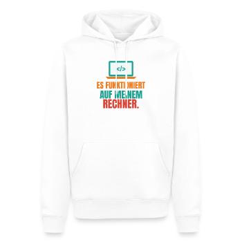 Es funktioniert auf meinem Rechner – IT Spruch - Männer Premium Bio Hoodie - Weiß - Vorne - Nico (187cm)