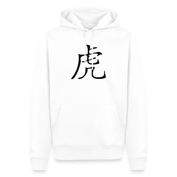 Tiger - Kanji - Männer Premium Bio Hoodie - Weiß - Vorne - Nico (187cm)