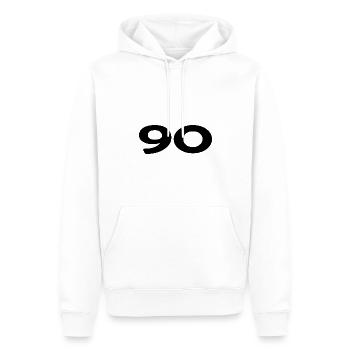 90. 90 ANS. 90e ANNIVERSAIRE. ANNIVERSAIRE 90 ANS. - Sweat à capuche Premium bio Homme - blanc - Devant - Nico (187cm)