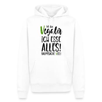 Ich bin Vegaler - Ich esse alles - Hauptsache viel - Männer Premium Bio Hoodie - Weiß - Vorne - Nico (187cm)
