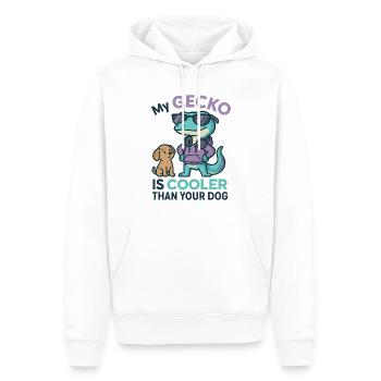 Gecko Hunde Shirt – Cooler Spruch - Männer Premium Bio Hoodie - Weiß - Vorne - Nico (187cm)