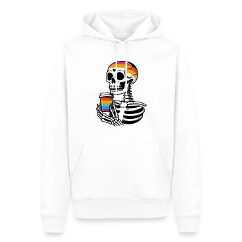 Skelett mit Kaffee - Skeleton Coffee - Männer Premium Bio Hoodie - Weiß - Vorne - Nico (187cm)