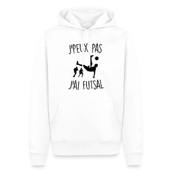 FUTSAL J'PEUX PAS - Sweat à capuche Premium bio Homme - blanc - Devant - Nico (187cm)