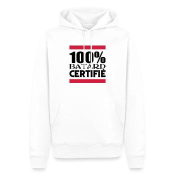 100% BATARD CERTIFIE - Sweat à capuche Premium bio Homme - blanc - Devant - Nico (187cm)