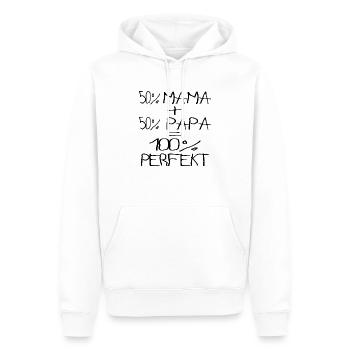 50%Mama Papa 100%Perfekt Kinderschrift - Männer Premium Bio Hoodie - Weiß - Vorne - Nico (187cm)