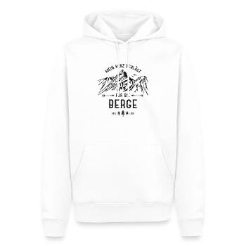 Herz schlägt für Berge - Männer Premium Bio Hoodie - Weiß - Vorne - Nico (187cm)