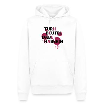 Turnbeutel - dabei - haberin - Männer Premium Bio Hoodie - Weiß - Vorne - Nico (187cm)