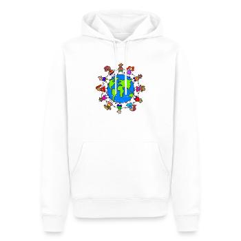Happy Children Holding Hands Around the World - Men’s Premium Organic Hoodie - white - Front - Nico (187cm)