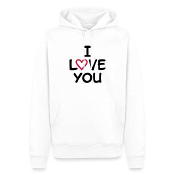 I Love You - Sweat à capuche Premium bio Homme - blanc - Devant - Nico (187cm)