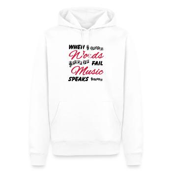 When words fail music speaks - Sweat à capuche Premium bio Homme - blanc - Devant - Nico (187cm)