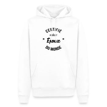 Mariage Amour Marié Mariée EJG EVJF Mari Femme - Sweat à capuche Premium bio Homme - blanc - Devant - Nico (187cm)