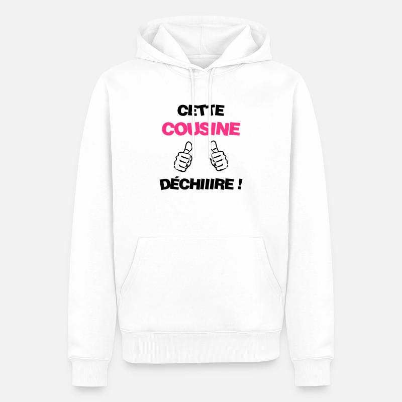 Oncle / Tante / Cousin / Cousine - Sweat à capuche Premium bio Homme - blanc
