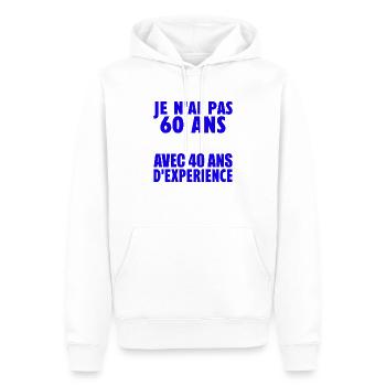 60 ans - Sweat à capuche Premium bio Homme - blanc - Devant - Nico (187cm)