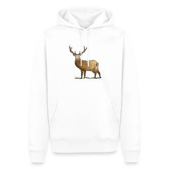 Hirsch - Männer Premium Bio Hoodie - Weiß - Vorne - Nico (187cm)