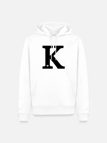 Lettre K initiale - Sweat à capuche Premium bio Homme - blanc
