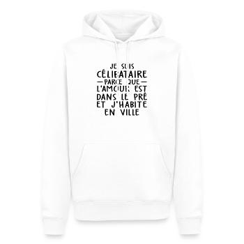 je suis célibataire - l'amour est dans le pré - Sweat à capuche Premium bio Homme - blanc - Devant - Nico (187cm)