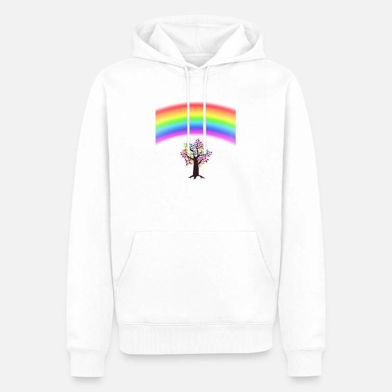 Rainbow Tree - Sweat à capuche Premium bio Homme - blanc