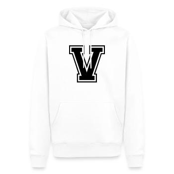Letter V Football Team | Baseball| Universitätsbasketball - Männer Premium Bio Hoodie - Weiß - Vorne - Nico (187cm)