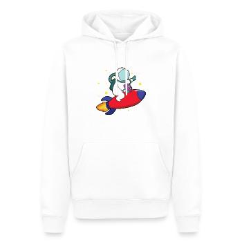 Astronaute à bord d’une fusée - Sweat à capuche Premium bio Homme - blanc - Devant - Nico (187cm)
