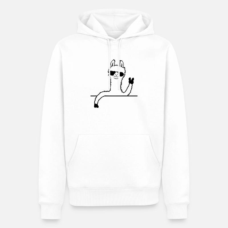 Sonnenbrille Lama Comic - Männer Premium Bio Hoodie - Weiß