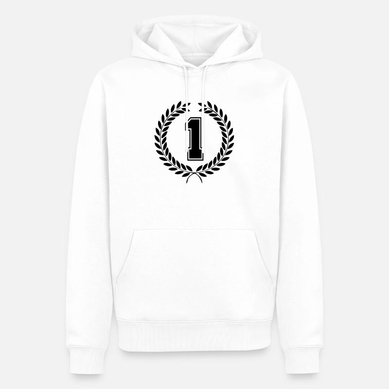 1 - Sweat à capuche Premium bio Homme - blanc