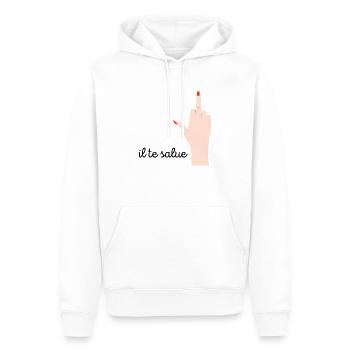 doigt d’honneur demoiselle - Sweat à capuche Premium bio Homme - blanc - Devant - Nico (187cm)