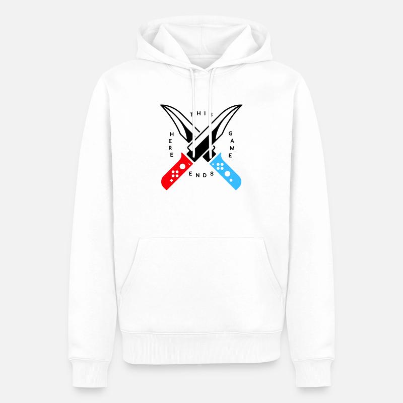 Couteau de contrôleur de console de jeu avec slogan - Sweat à capuche Premium bio Homme - blanc