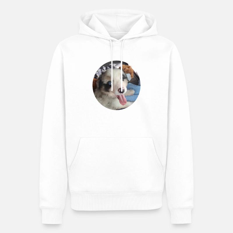 Ein ganz junger Australien Shepherd - Männer Premium Bio Hoodie - Weiß