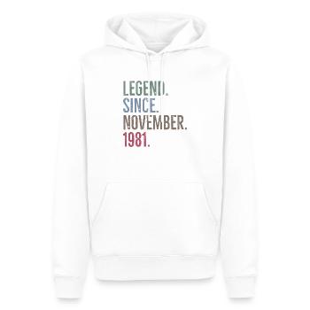 Légende depuis novembre 1981 - Sweat à capuche Premium bio Homme - blanc - Devant - Nico (187cm)