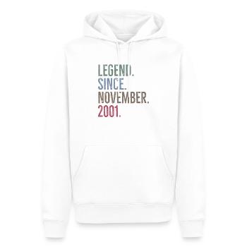 Legende seit November 2001 - Männer Premium Bio Hoodie - Weiß - Vorne - Nico (187cm)
