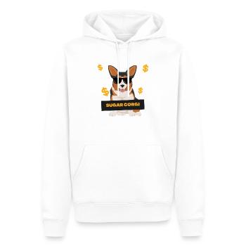 Sugar Corgi - Funny Dog and Money Print Design - Men’s Premium Organic Hoodie - white - Front - Nico (187cm)