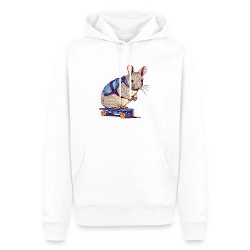 Chinchilla patinant sur la planche à roulettes - Sweat à capuche Premium bio Homme - blanc - Devant - Nico (187cm)