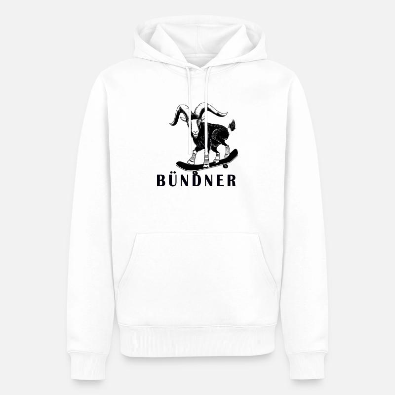 Bündner Steinbock Graubünden Grischa Grischun - Sweat à capuche Premium bio Homme - blanc