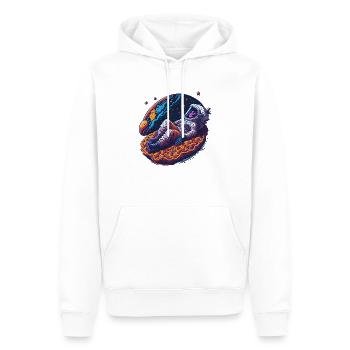 Astronaut chillt auf einer Pizza - Männer Premium Bio Hoodie - Weiß - Vorne - Nico (187cm)