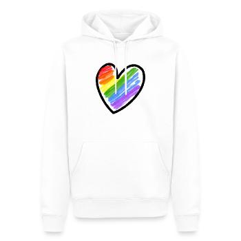 Regenbogenfahne LGBTQ Herz - Männer Premium Bio Hoodie - Weiß - Vorne - Nico (187cm)