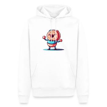 Donut ist glücklich mit jeder menge Kampfgeist - Männer Premium Bio Hoodie - Weiß - Vorne - Nico (187cm)