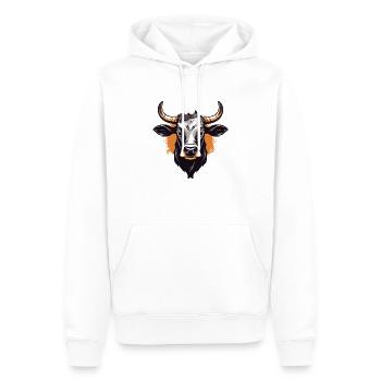 Illustration de tête de vache - Sweat à capuche Premium bio Homme - blanc - Devant - Nico (187cm)