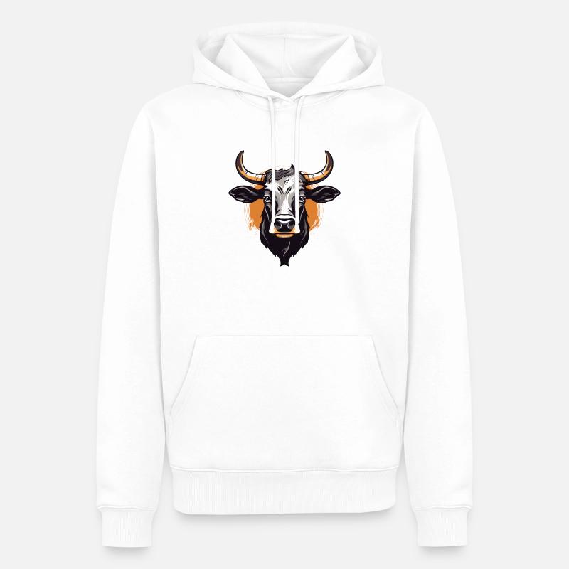 Illustration de tête de vache - Sweat à capuche Premium bio Homme - blanc