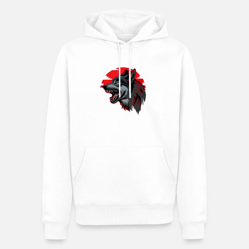 Wolf - Männer Premium Bio Hoodie - Weiß
