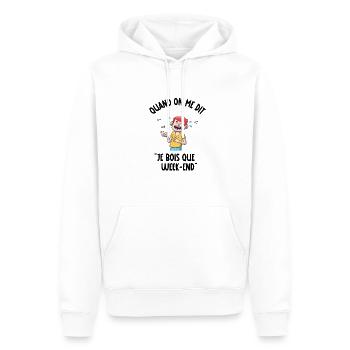 je bois que le week-end - Sweat à capuche Premium bio Homme - blanc - Devant - Nico (187cm)