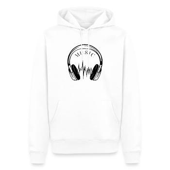 Design simpliste et moderne. Casque audio. Musique - Sweat à capuche Premium bio Homme - blanc - Devant - Nico (187cm)