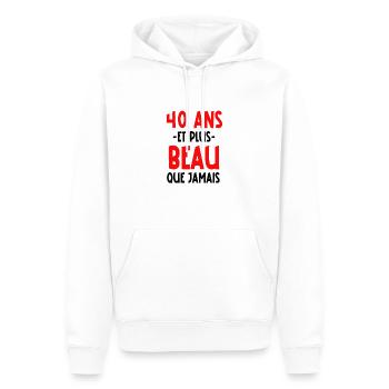 40 ans et plus beau que jamais - Sweat à capuche Premium bio Homme - blanc - Devant - Nico (187cm)