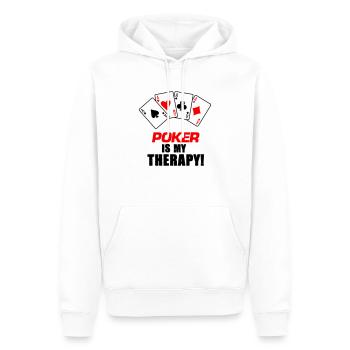 Thérapie par le poker - Sweat à capuche Premium bio Homme - blanc - Devant - Nico (187cm)