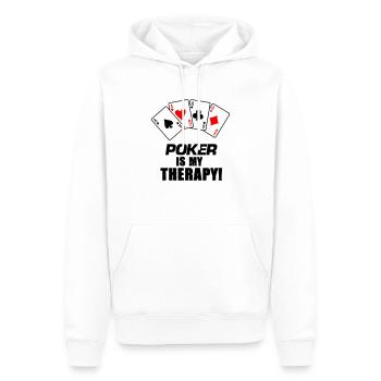 Thérapie par le poker - Sweat à capuche Premium bio Homme - blanc - Devant - Nico (187cm)