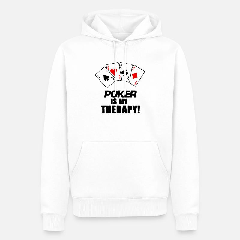 Thérapie par le poker - Sweat à capuche Premium bio Homme - blanc