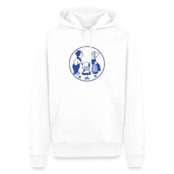 Bleu de Delft embrassant des enfants avec une vache - Sweat à capuche Premium bio Homme - blanc - Devant - Nico (187cm)