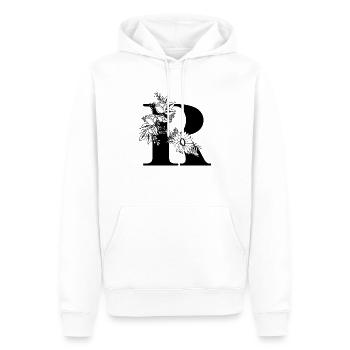 Lettre r floral noir et blanc - Sweat à capuche Premium bio Homme - blanc - Devant - Nico (187cm)