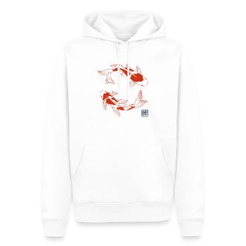 Poisson koï japonais - Sweat à capuche Premium bio Homme - blanc - Devant - Nico (187cm)